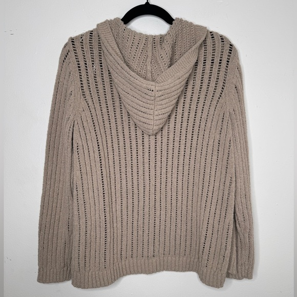 J. Jill womens L chucky knit hooded one button neutral cardigan whimsical fairy - Picture 3 of 6